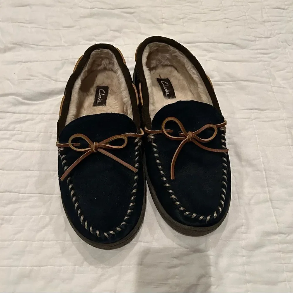 Clark’s men Sherman slippers EUC size 10 suede upper rubber bottoms